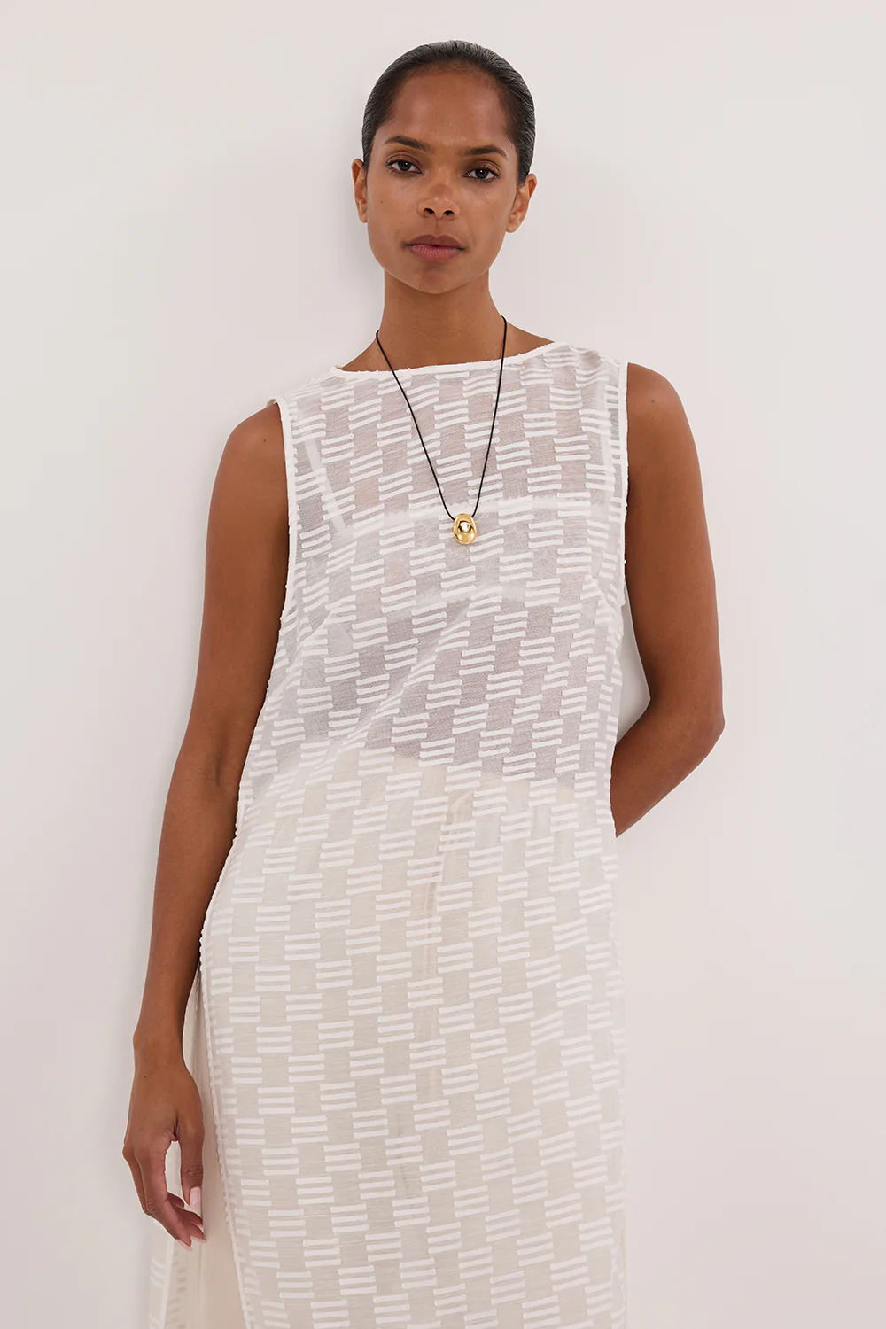 ELBA WHITE SHEER TUNIC TOP - Yukikoi