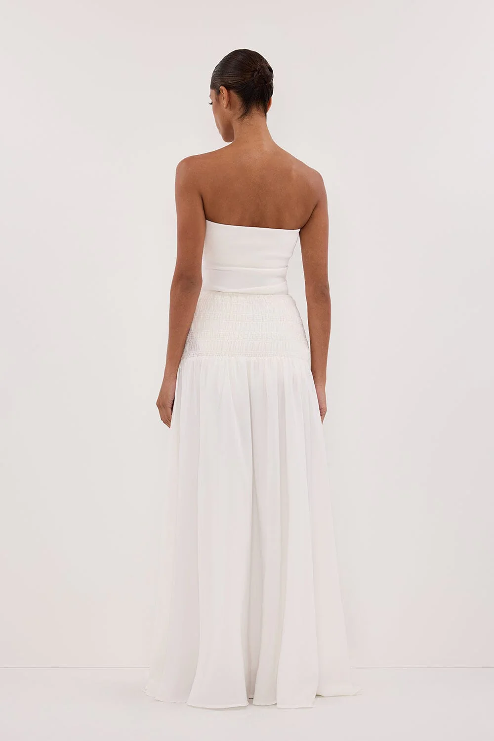 SIERRA WHITE TEXTURED MIDI SKIRT - Yukikoi