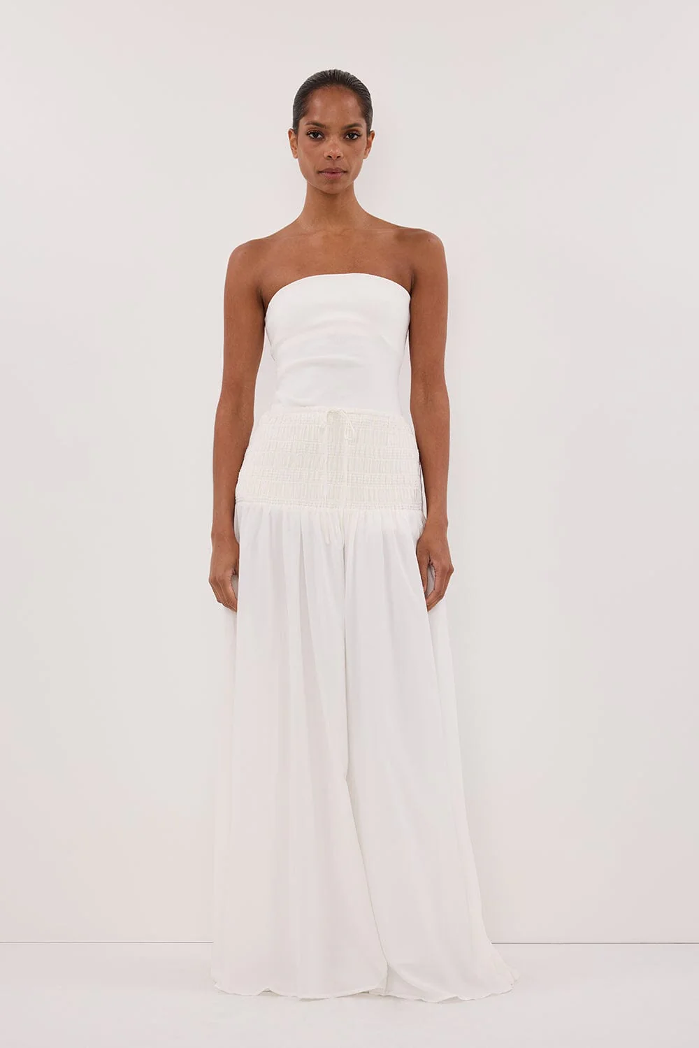 SIERRA WHITE TEXTURED MIDI SKIRT - Yukikoi