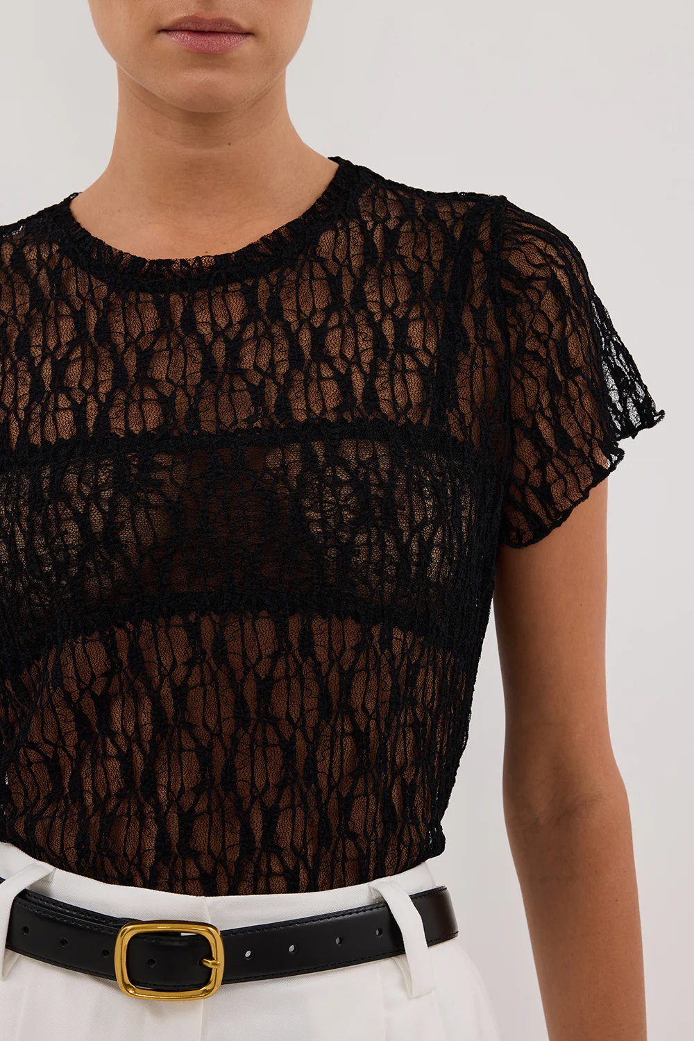 LIZZIE BLACK LACE CAP SLEEVE TOP - Yukikoi