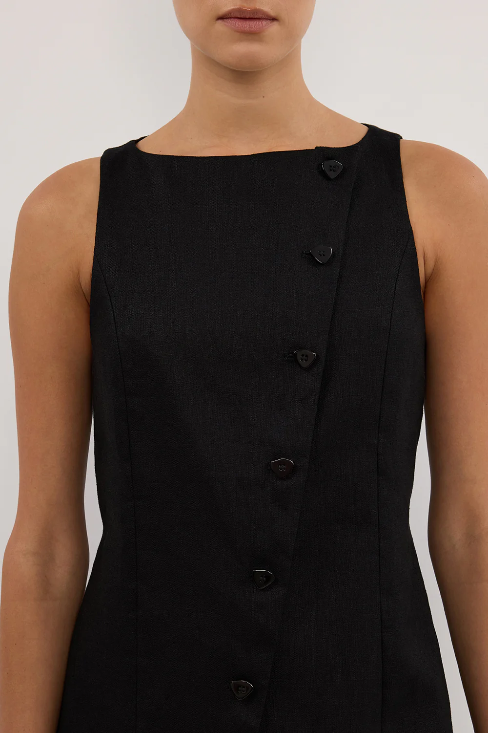 TOMMY BLACK LINEN MINI DRESS - Yukikoi