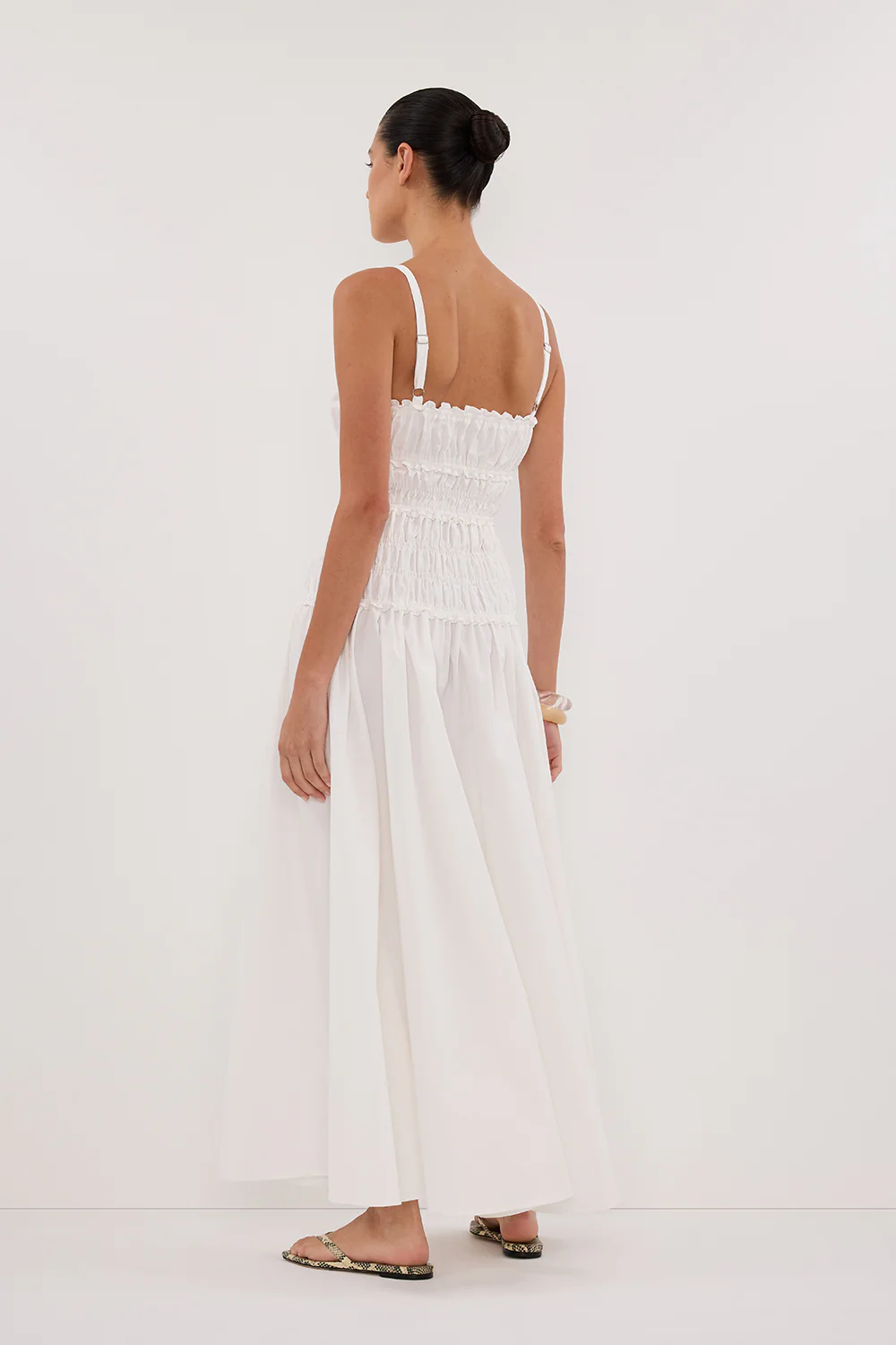 TOBY WHITE COTTON MIDI DRESS - Yukikoi