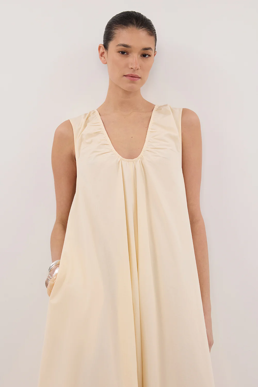 GABBY BUTTERMILK OVERSIZED COTTON MIDI DRESS - Yukikoi