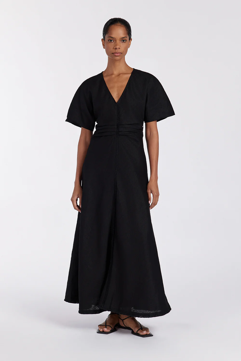 ZAHARA BLACK  FRINGING MIDI DRESS - Yukikoi