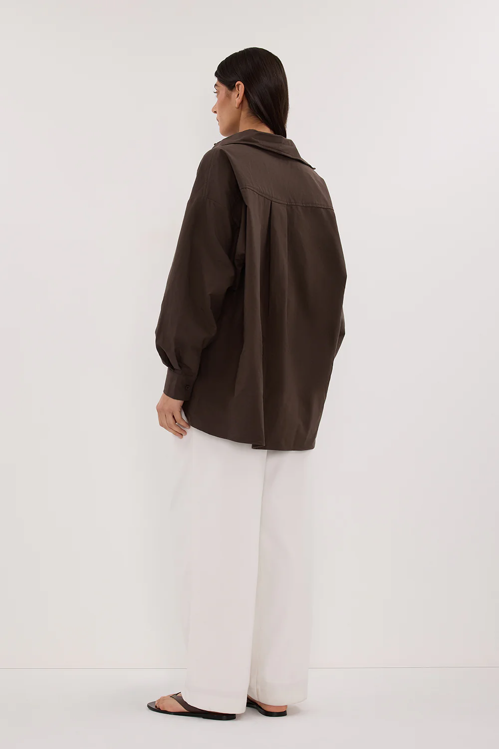 RHEA BITTER CHOC OVERSIZED COTTON SHIRT - Yukikoi