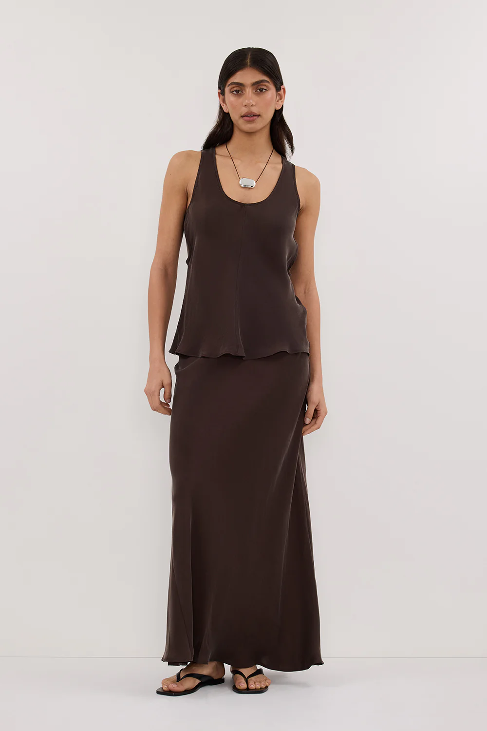 COLETTE BITTER CHOC SILK SKIRT - Yukikoi