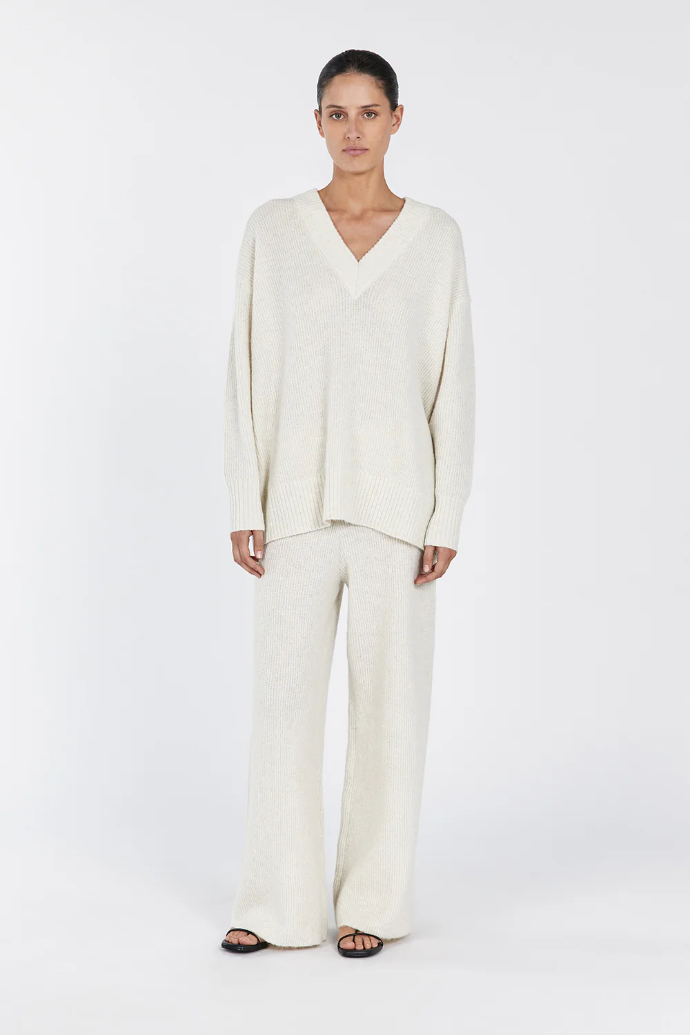 ZELIE CREAM MARLE KNIT PANT - Yukikoi