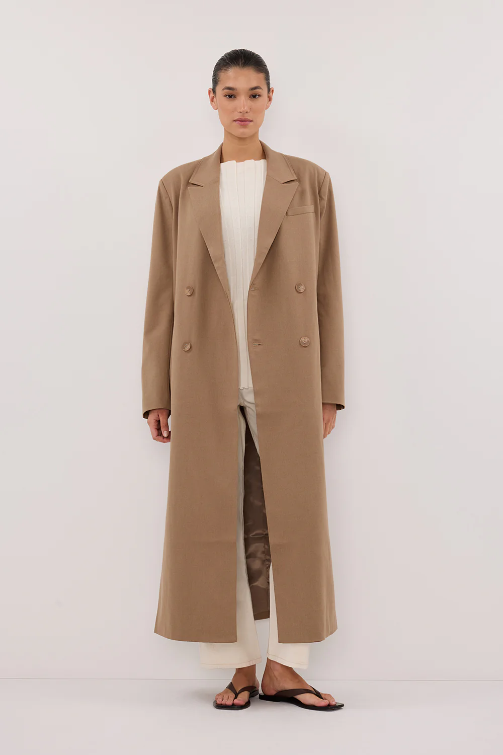 CELINA TAN WOOL BLEND COAT - Yukikoi