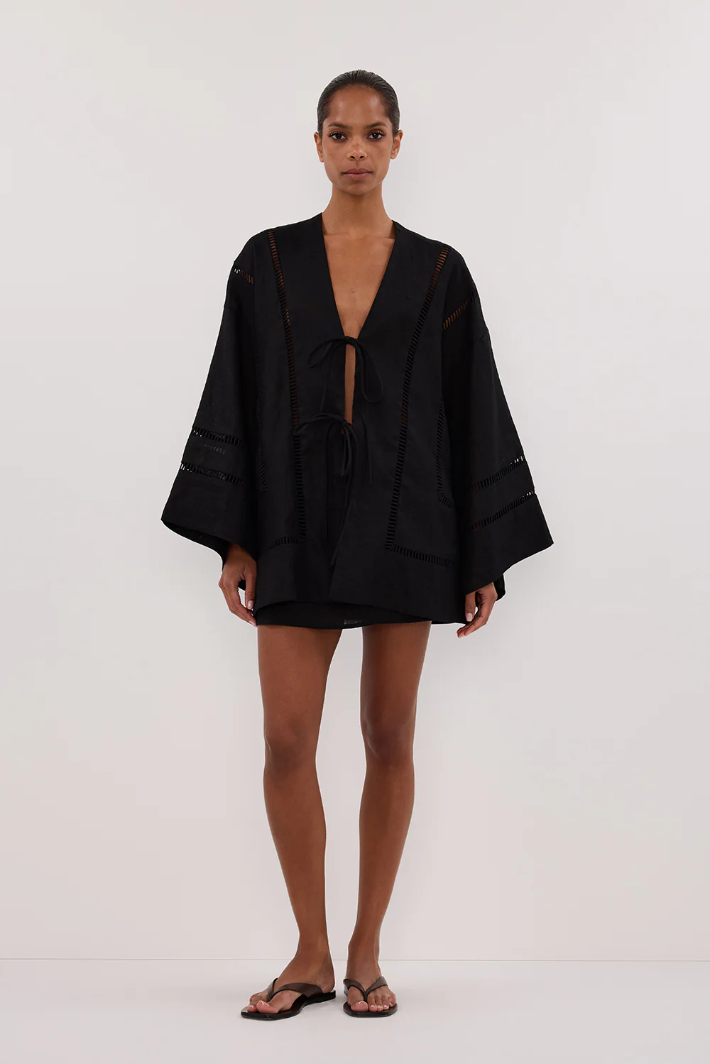 LINDSAY BLACK LINEN SKORT - Yukikoi