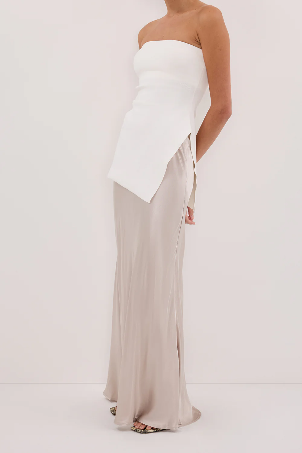 CHARLI CHALK SATIN MAXI SKIRT - Yukikoi