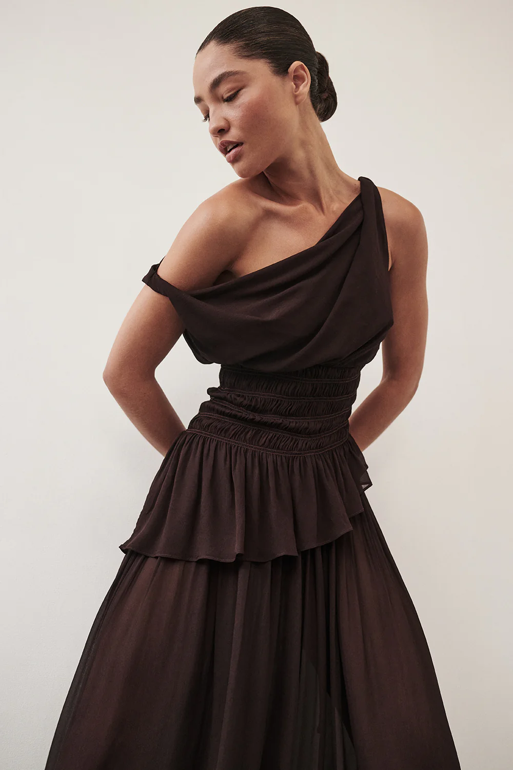 TIANA DARK CHOC ASYM TOP - Yukikoi