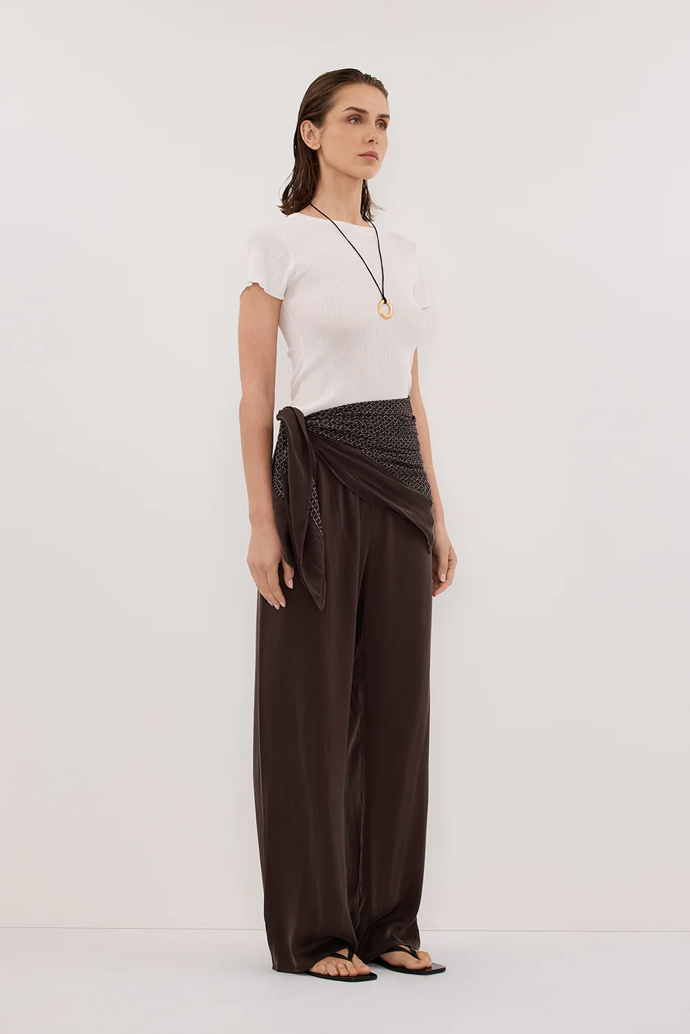 TIA CHOC MICRO CHECK SCARF TOP - Yukikoi