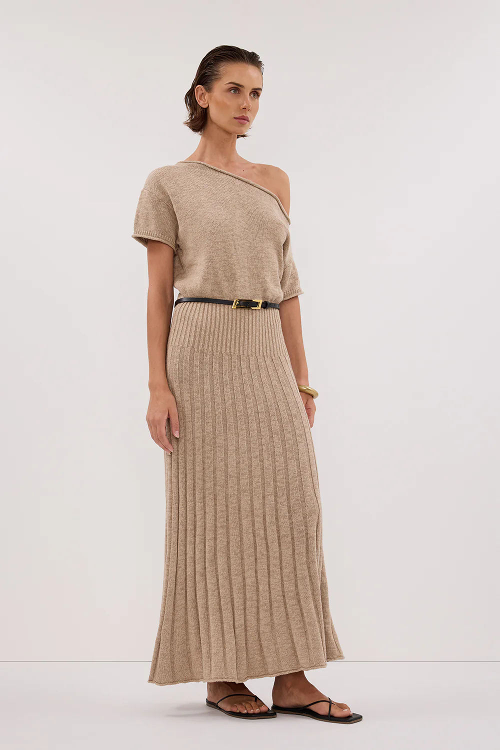 RICK NATURAL ASYM KNIT MIDI DRESS - Yukikoi