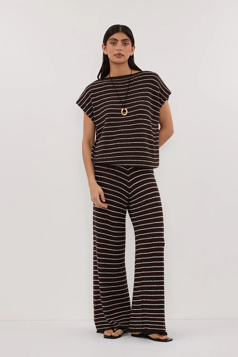 ASPEN CHOC STRIPE KNIT PANT - Yukikoi