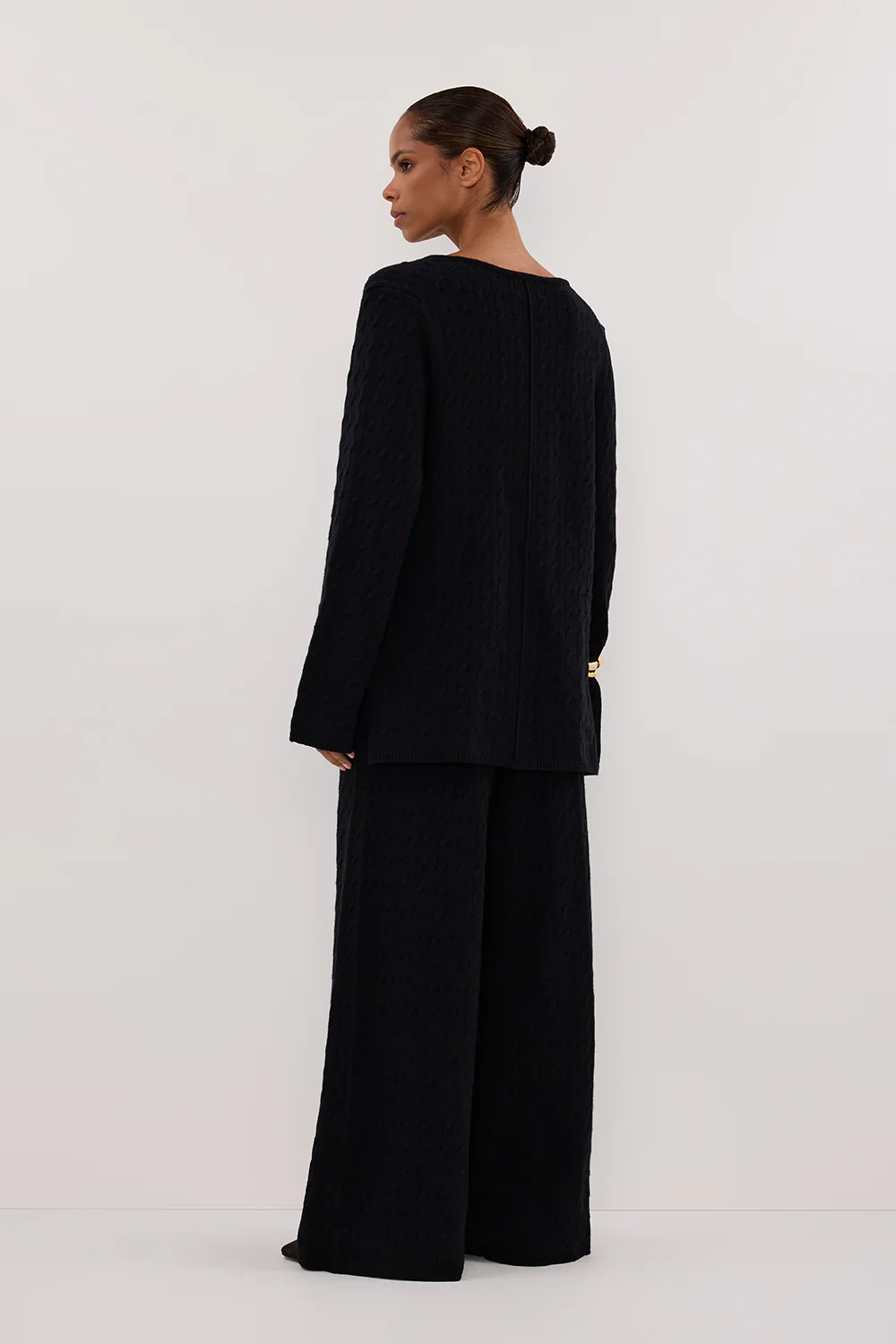 MAREN BLACK CABLE KNIT PANT - Yukikoi