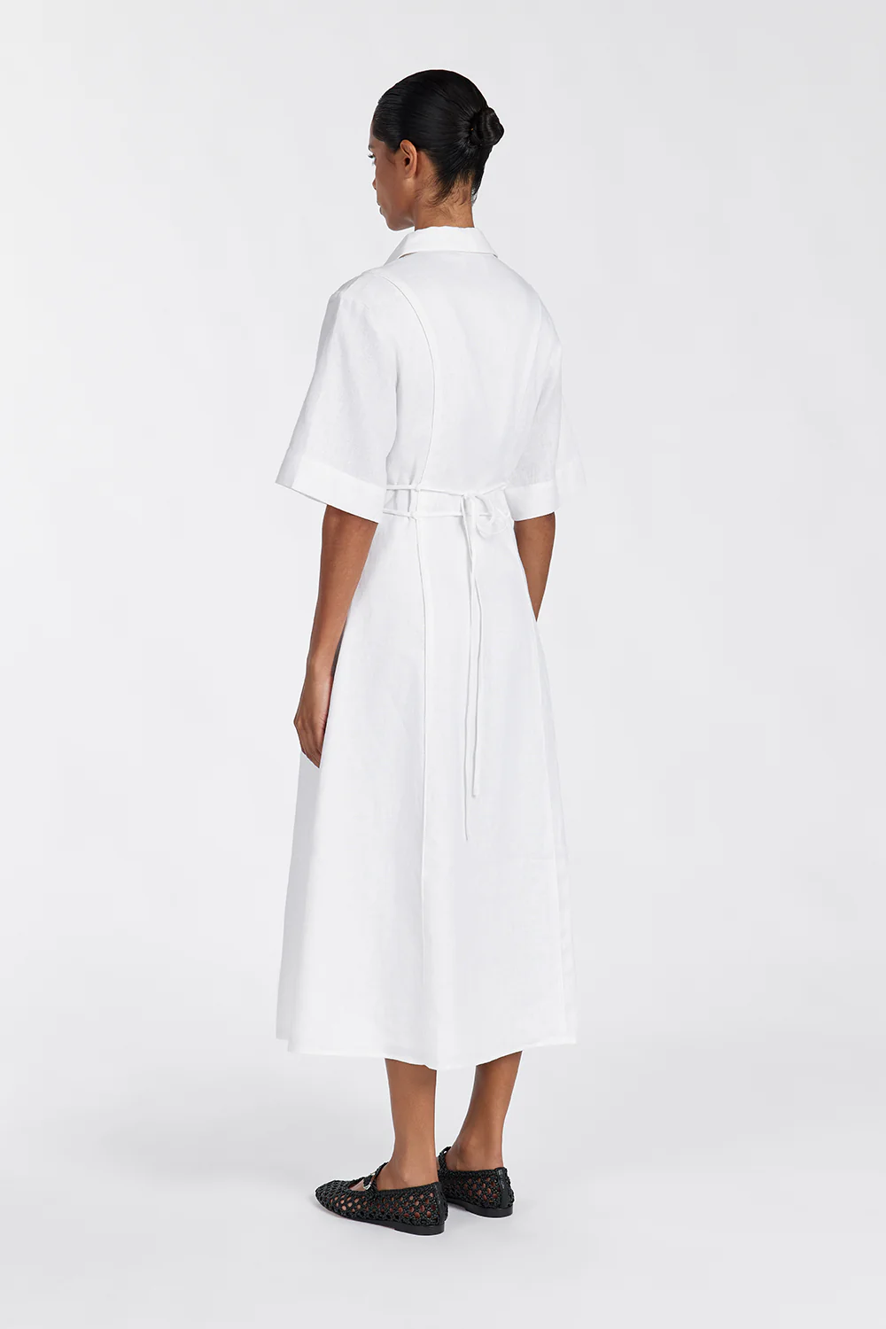 ASTRID WHITE LINEN MIDI DRESS - Yukikoi