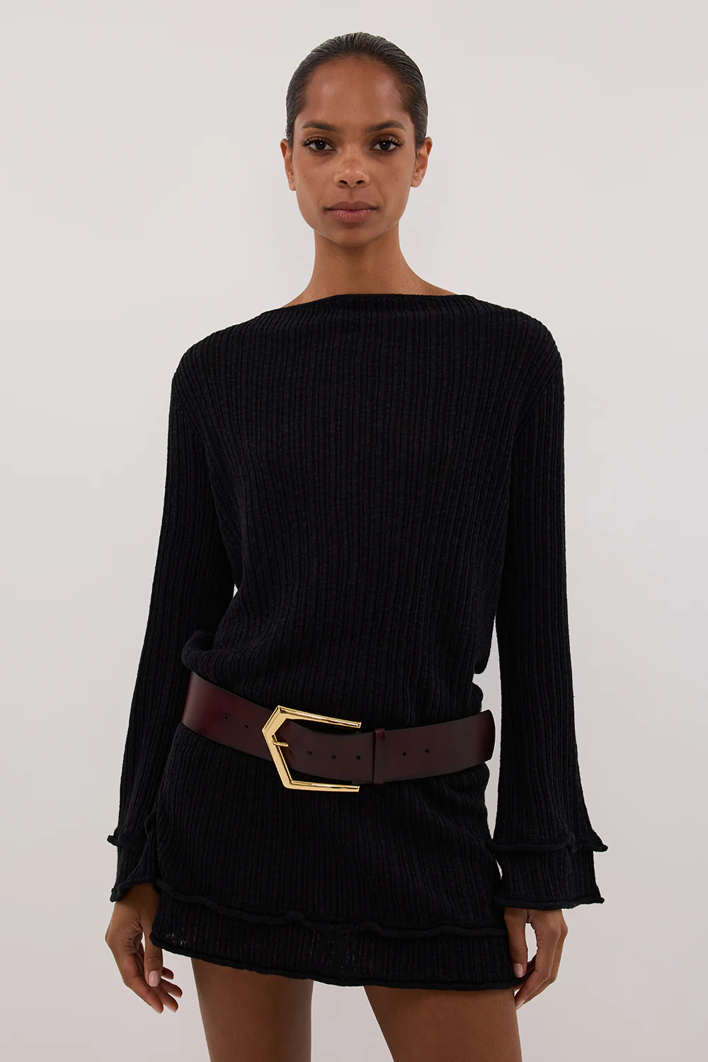 MAX BLACK KNIT MINI DRESS - Yukikoi