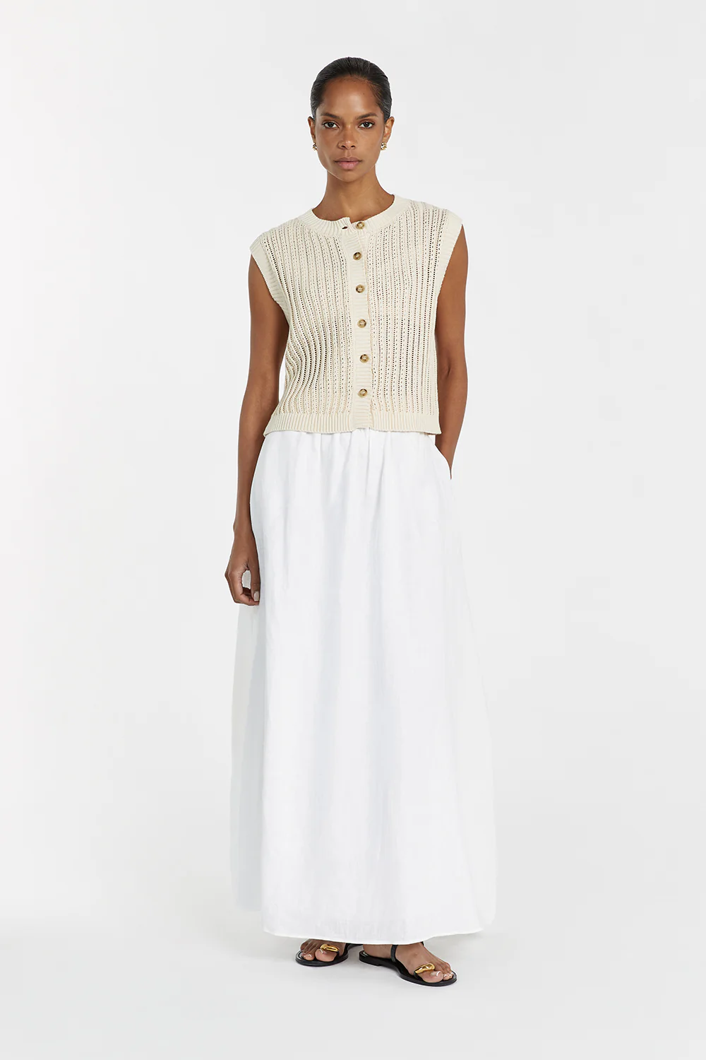 BLOOM CHALK CROCHET CROP VEST - Yukikoi