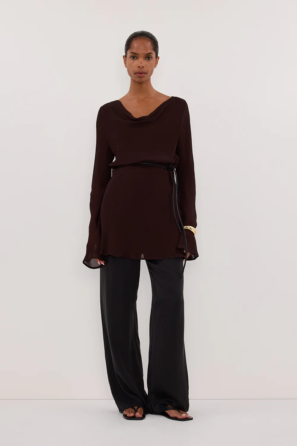 CORFU DARK CHOC SLEEVED MINI DRESS - Yukikoi