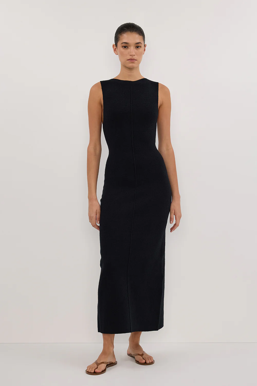 OWEN BLACK CREPE KNIT MIDI DRESS - Yukikoi