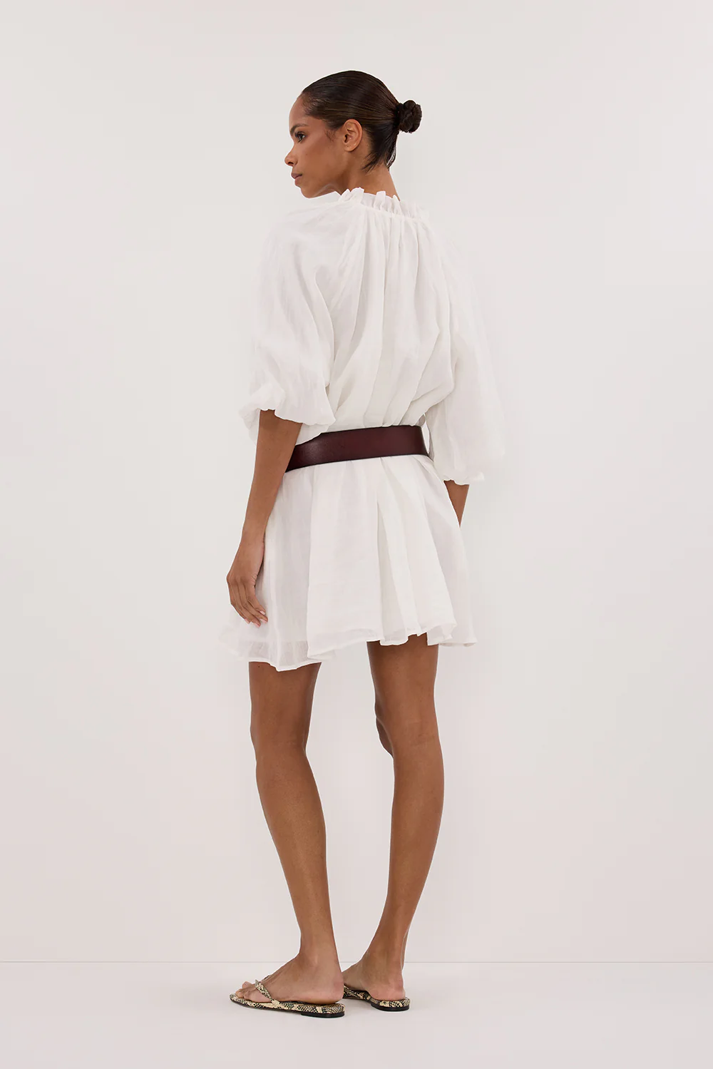 ELLIE WHITE RAMIE SMOCK DRESS - Yukikoi