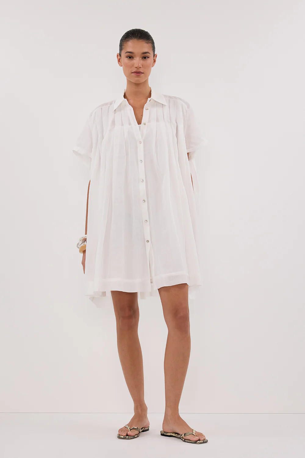 CARMEL WHITE RAMIE MINI DRESS - Yukikoi