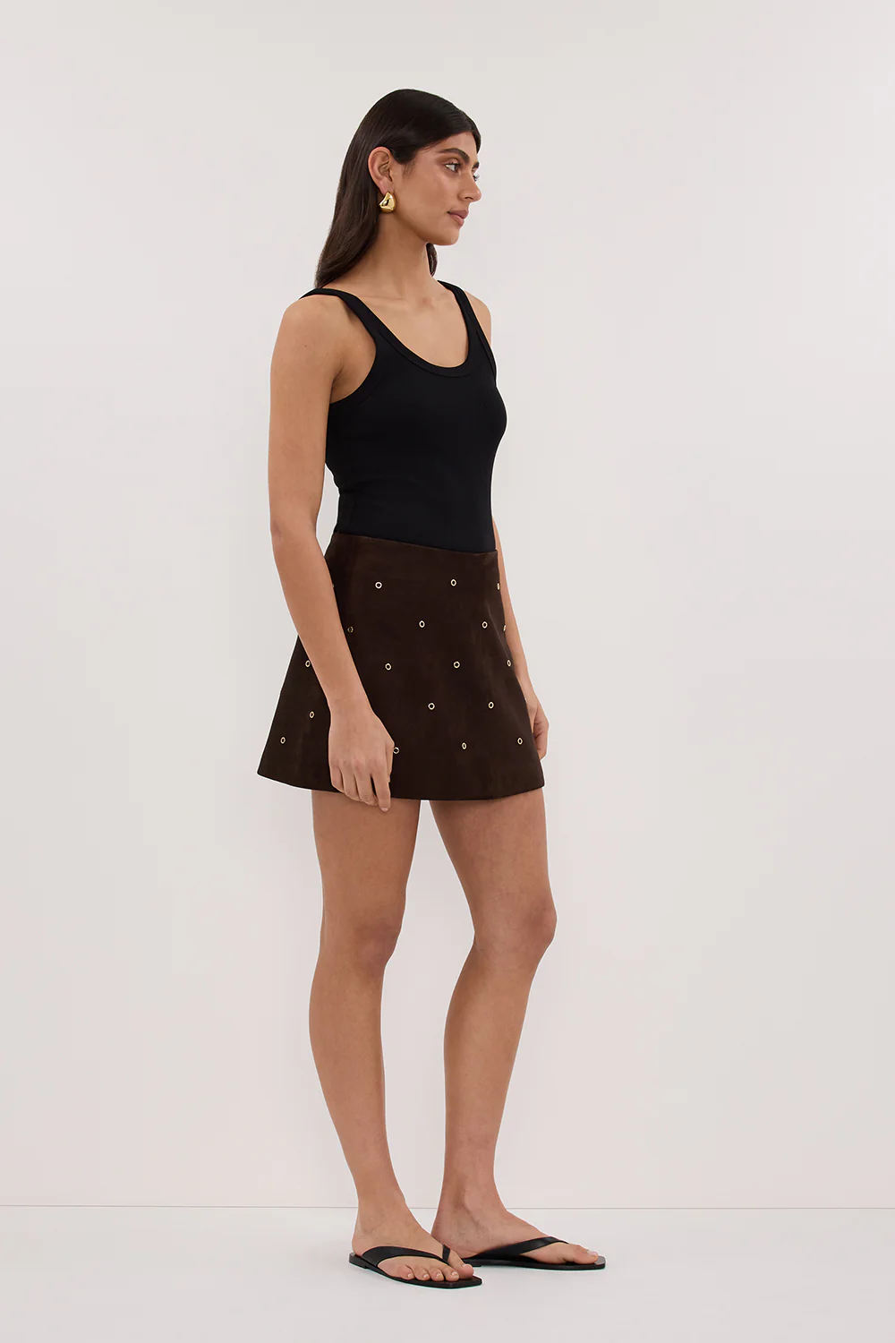 SYLVIE BITTER CHOC SUEDE MINI SKIRT - Yukikoi