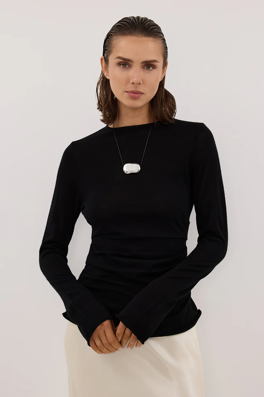 NICO BLACK MERINO KNIT TOP - Yukikoi