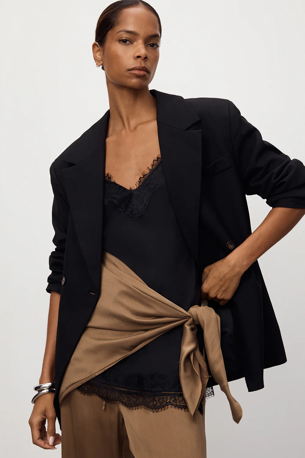 PERCY CHESTNUT SILK SCARF TOP - Yukikoi