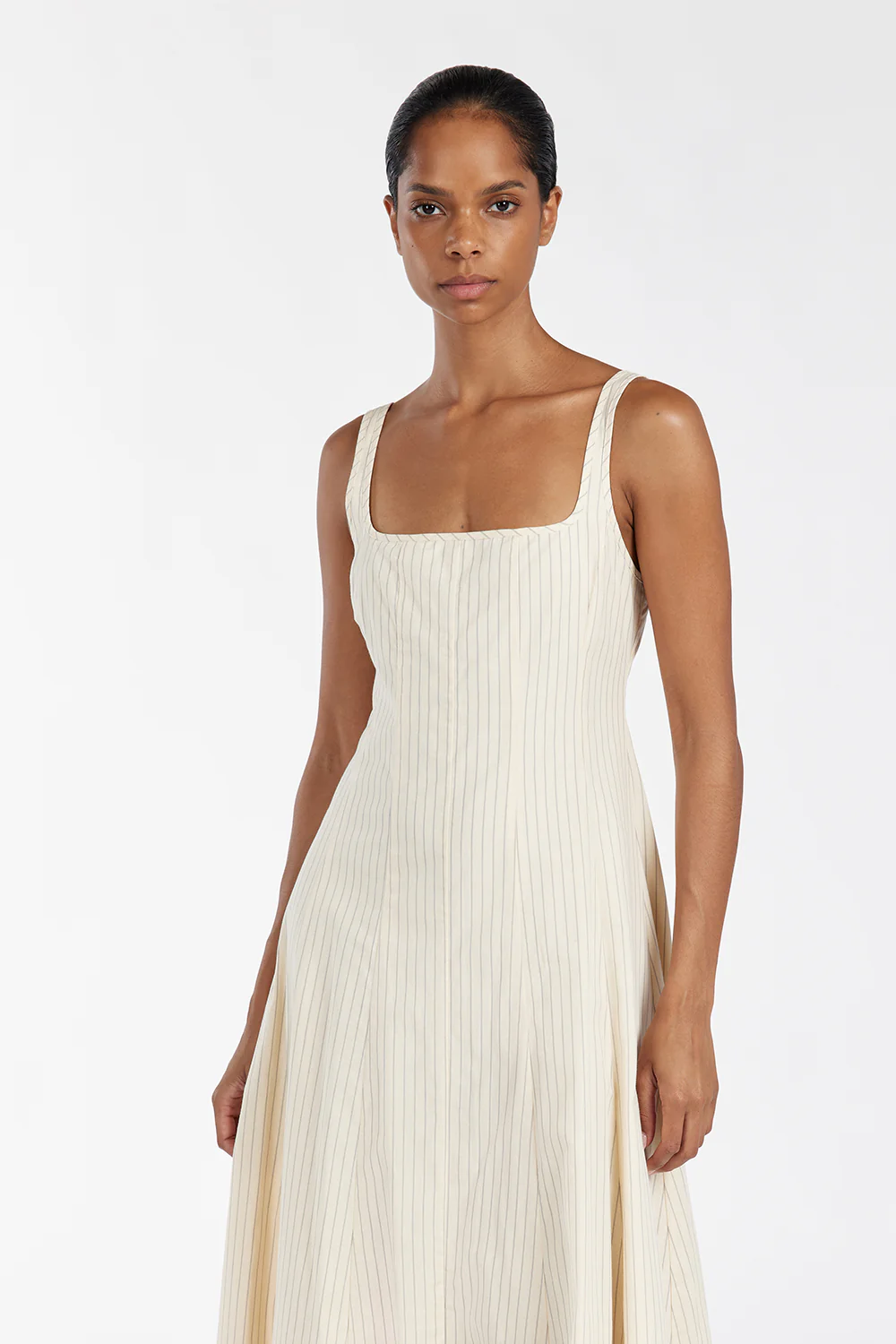 RILEY CREAM STRIPE MIDI DRESS - Yukikoi