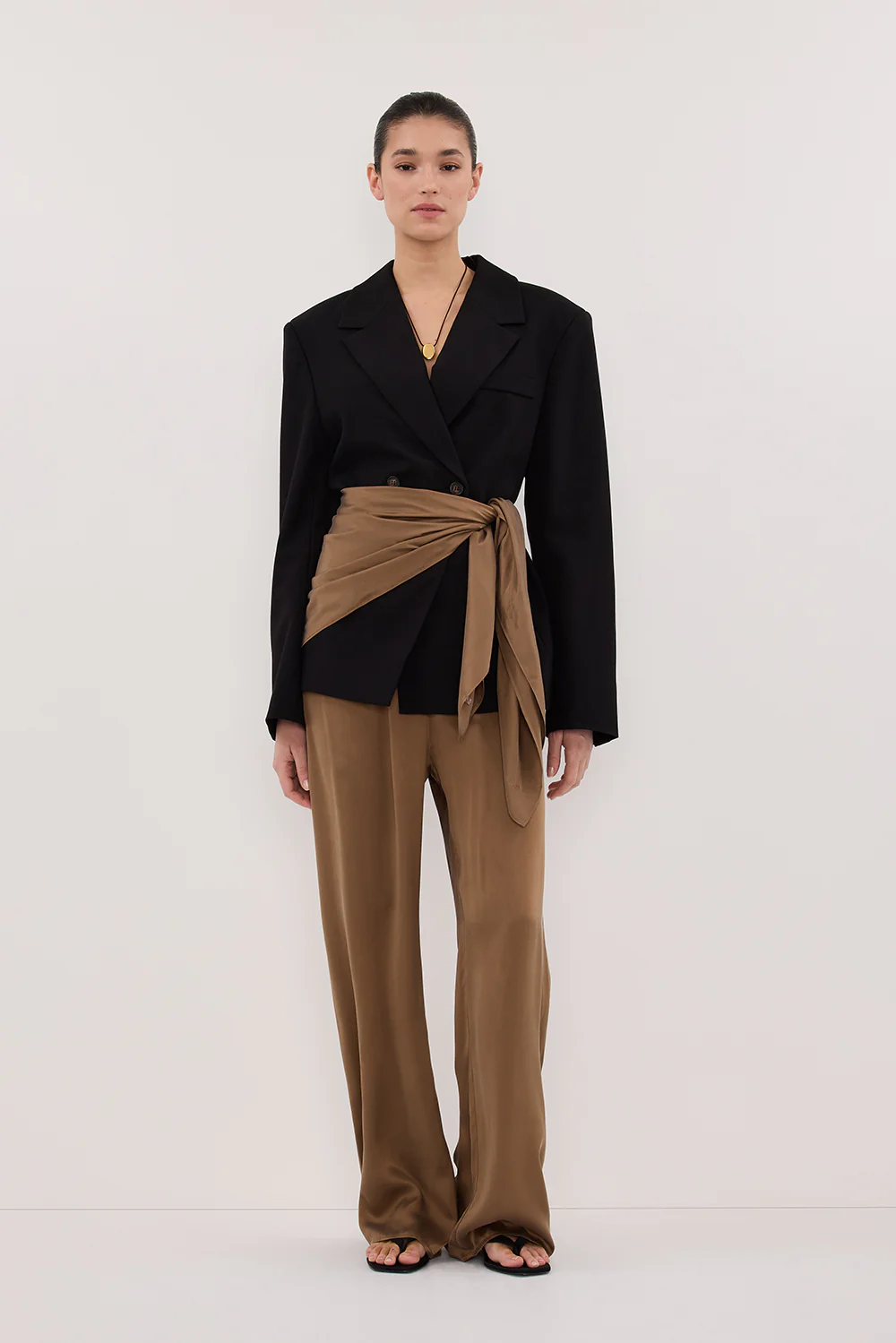 PERCY CHESTNUT SILK SCARF TOP - Yukikoi