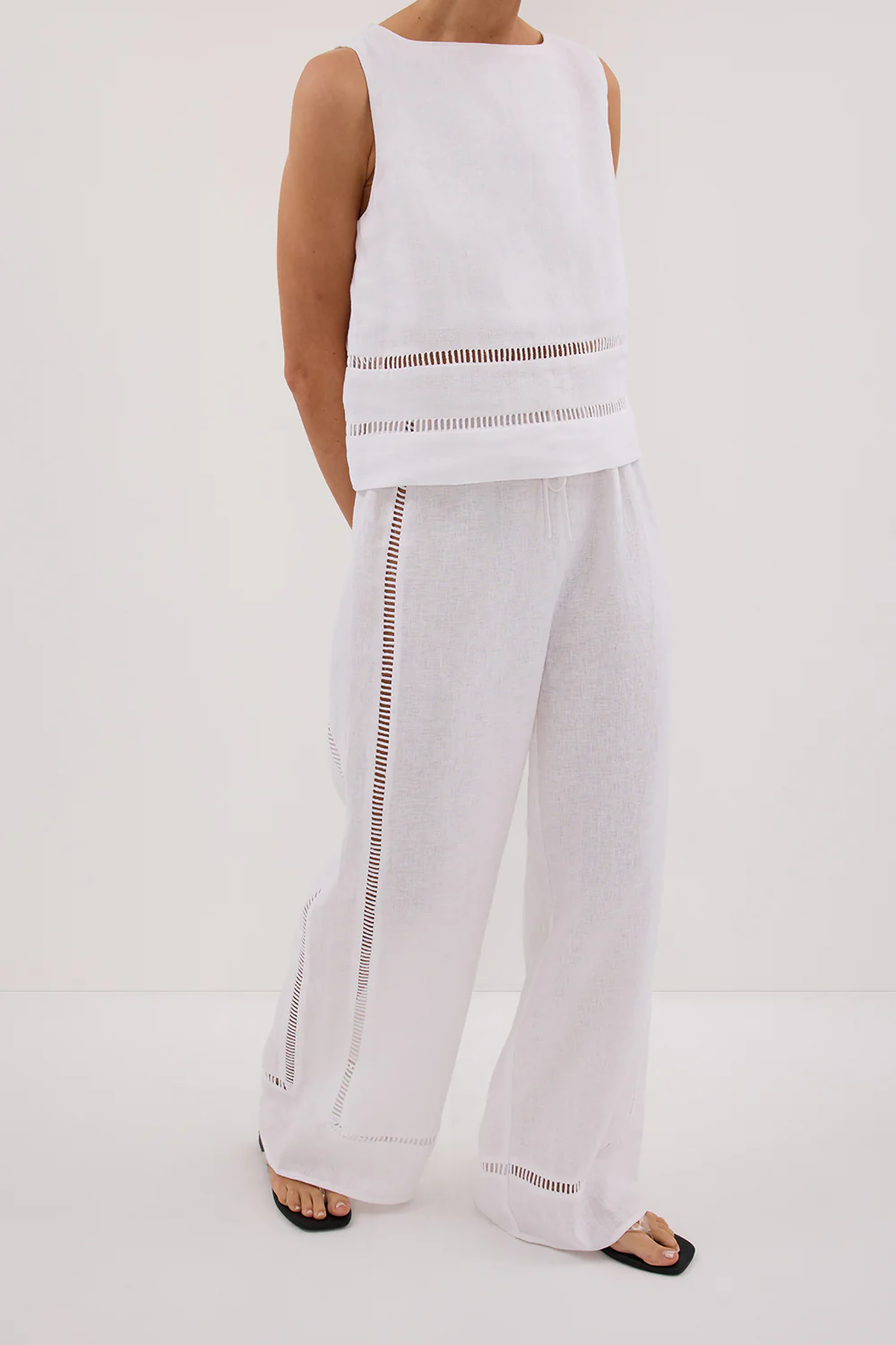 LINDSAY WHITE LINEN PANT - Yukikoi