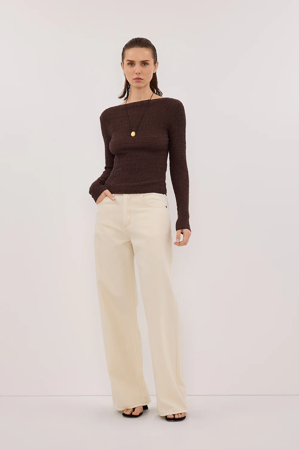 MELISSA CHOC LONG SLEEVE KNIT TOP - Yukikoi