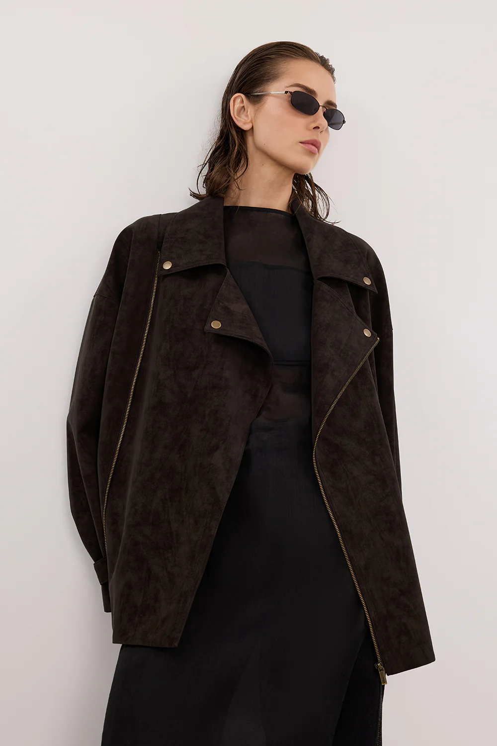 OAKLAND CHOC OVERSIZED FAUX SUEDE JACKET - Yukikoi