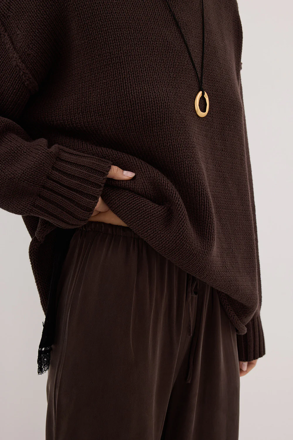 PERCY BITTER CHOC SILK PANT - Yukikoi