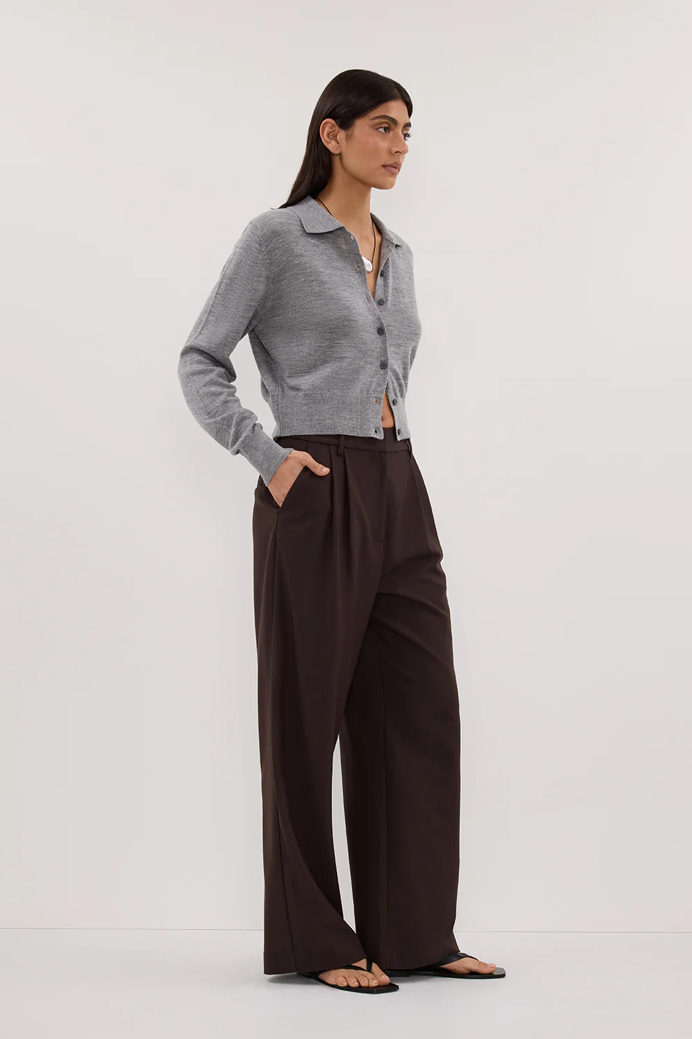 KYRA SILVER LONG SLEEVE MERINO WOOL CARDIGAN - Yukikoi