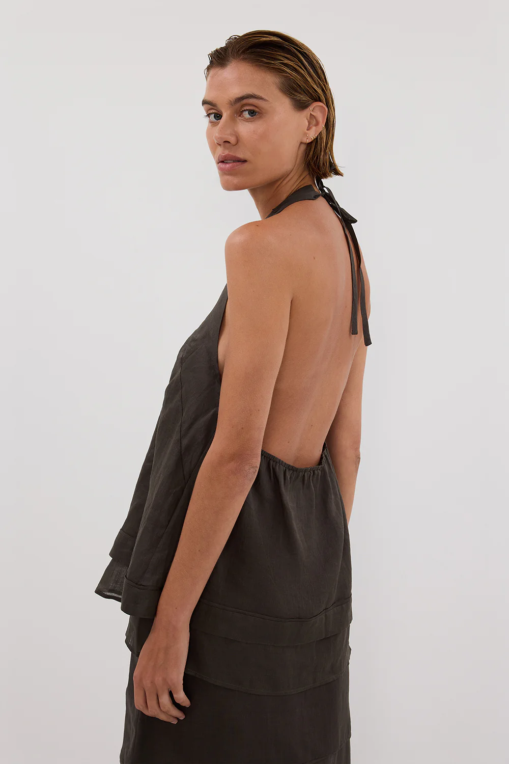 CARMEL PETROL RAMIE HALTER TOP - Yukikoi