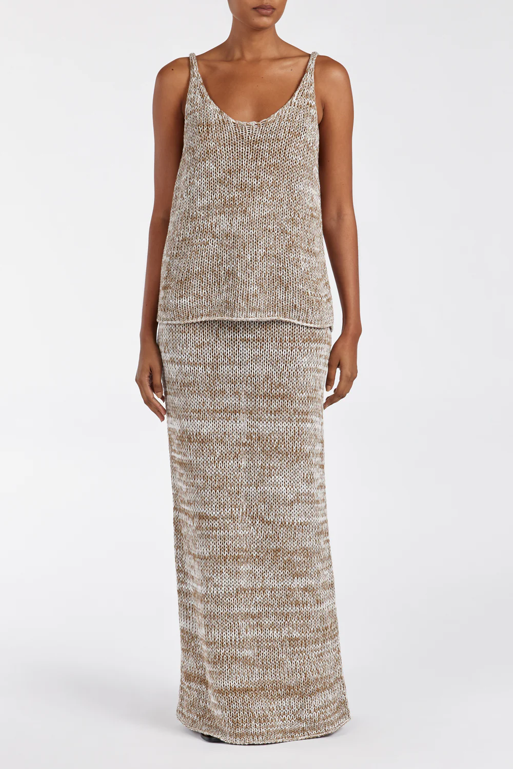 HEIDI TAN MARLE KNIT MIDI SKIRT - Yukikoi