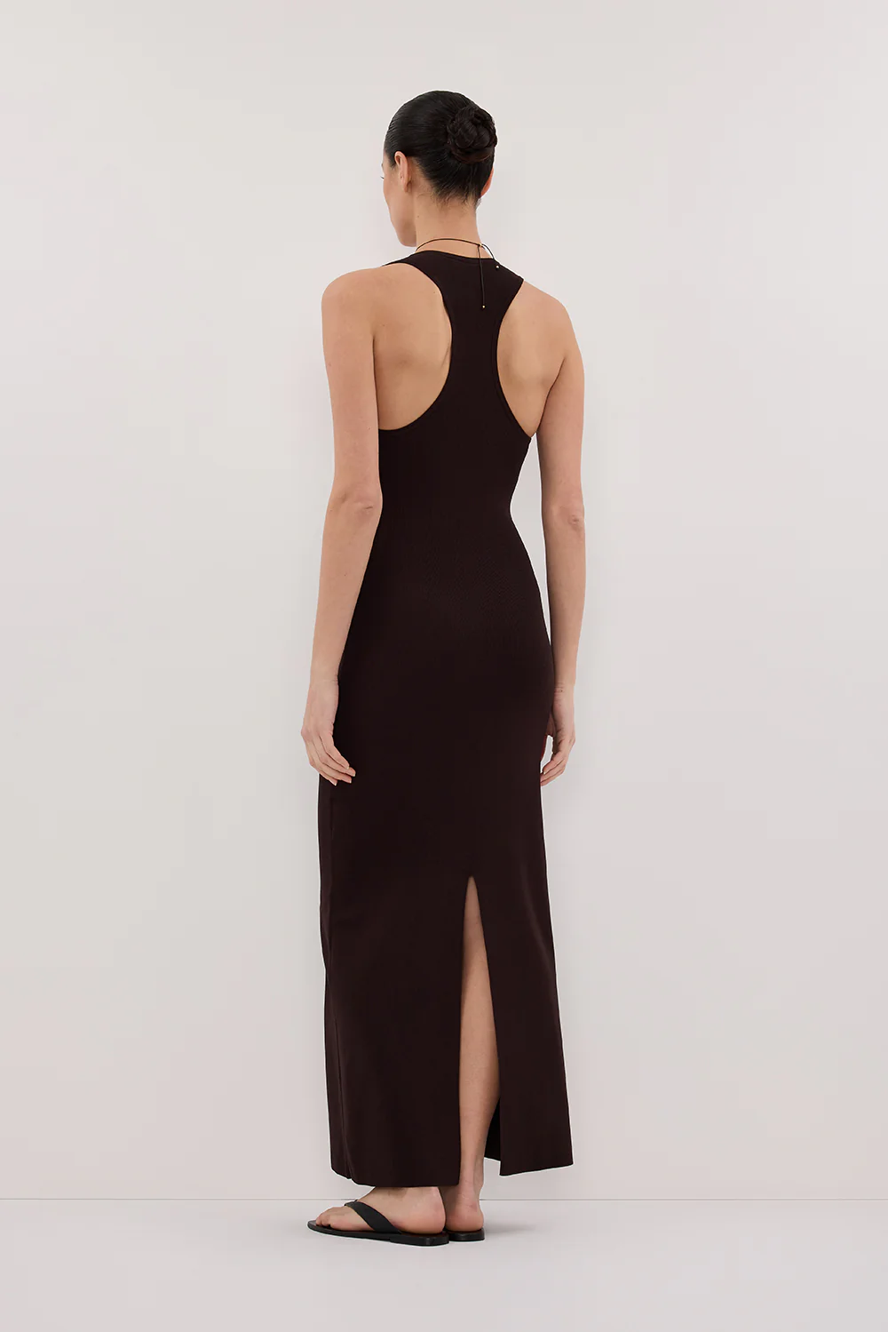 DEVIN BITTER CHOC RACER KNIT MIDI DRESS - Yukikoi