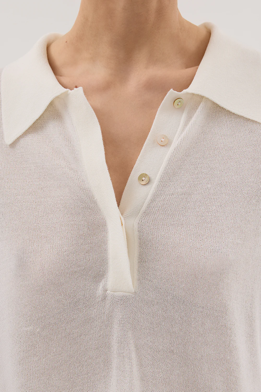 ELI CREAM POLO KNIT TOP - Yukikoi