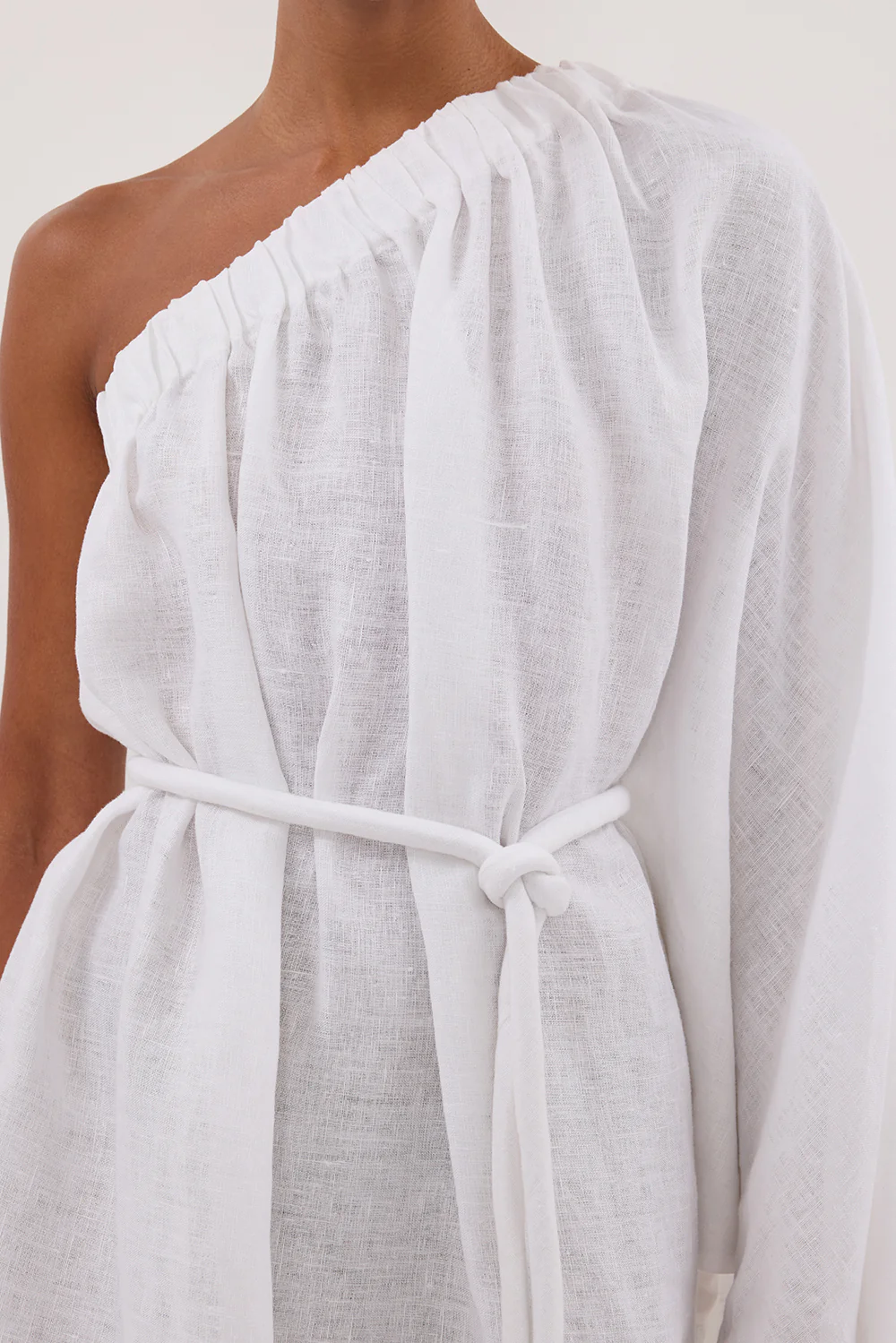 AURELIA WHITE ASYM LINEN MINI DRESS - Yukikoi