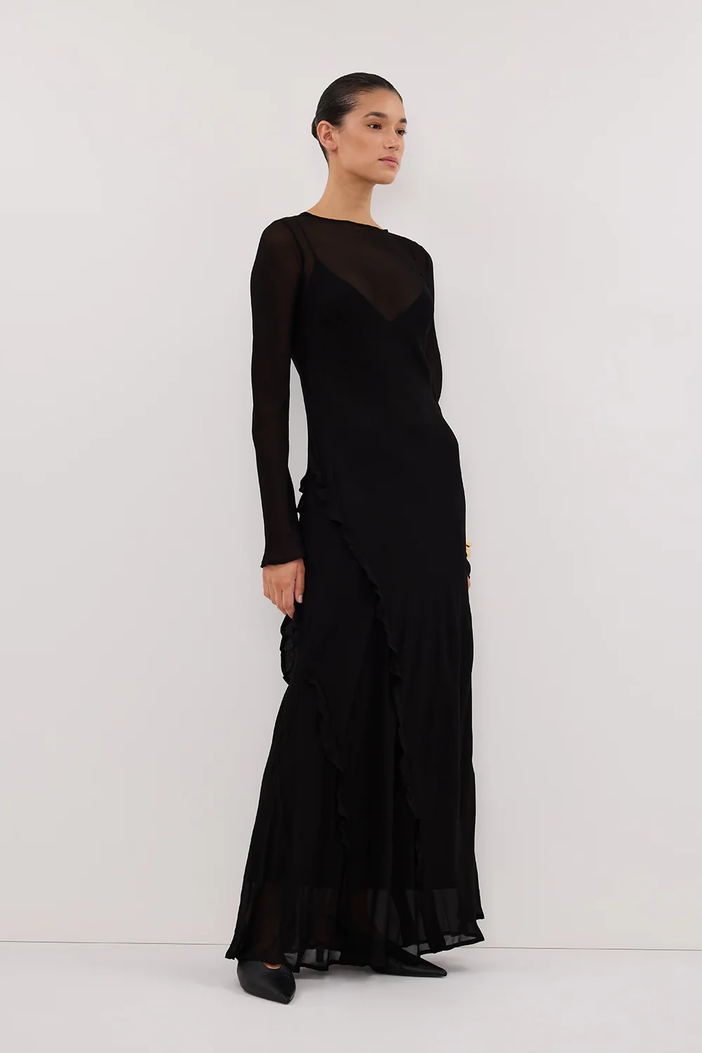 MARISSA BLACK LONG SLEEVE MAXI DRESS - Yukikoi