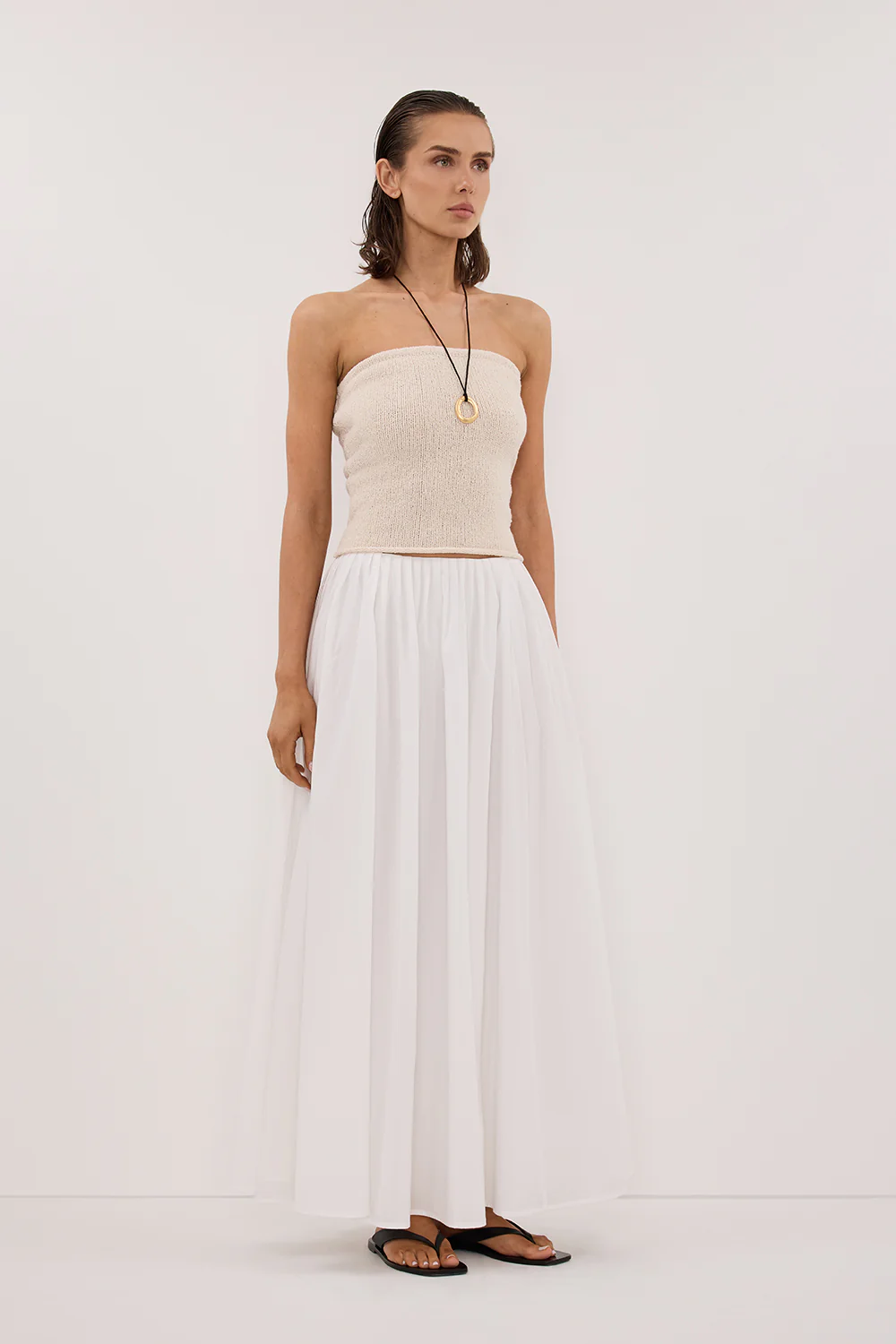 KARA SANDSTONE STRAPLESS BANDEAU KNIT TOP - Yukikoi