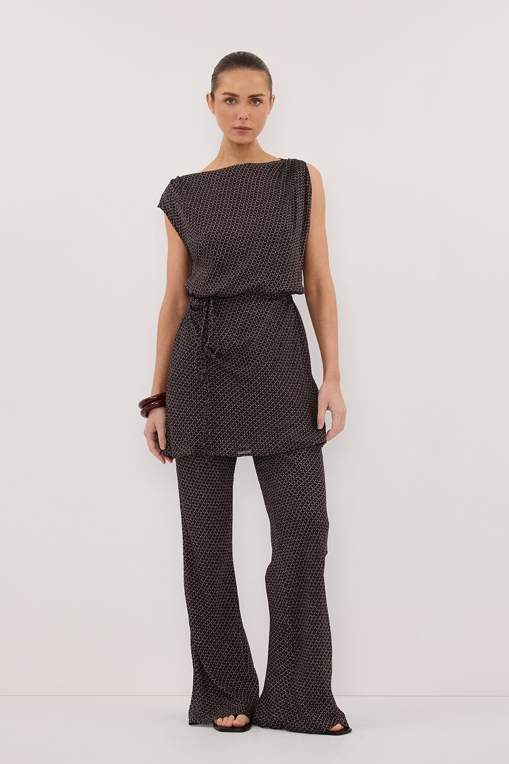 TIA CHOC MICRO CHECK BIAS PANT - Yukikoi