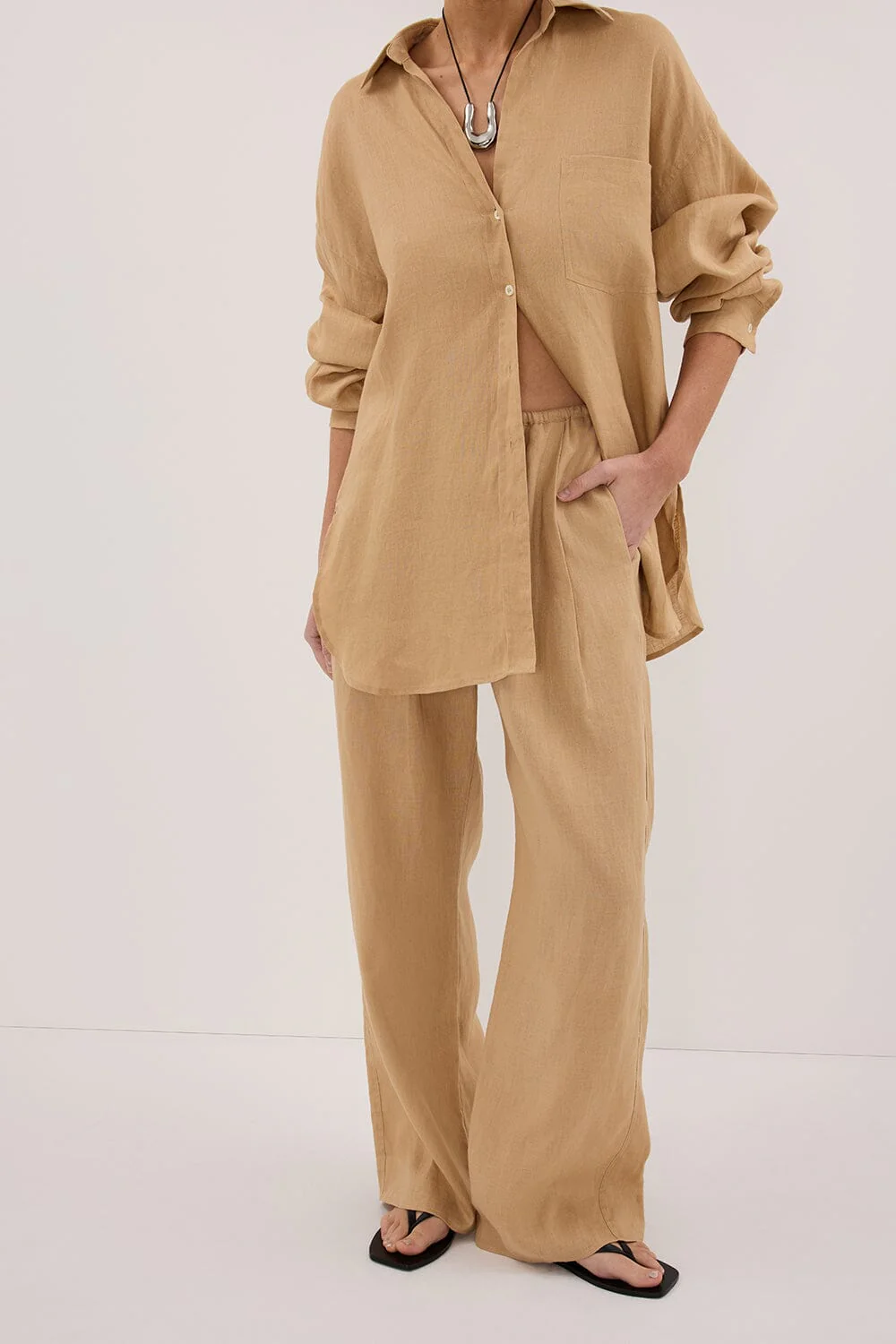 LUNE TAN LINEN PANT - Yukikoi