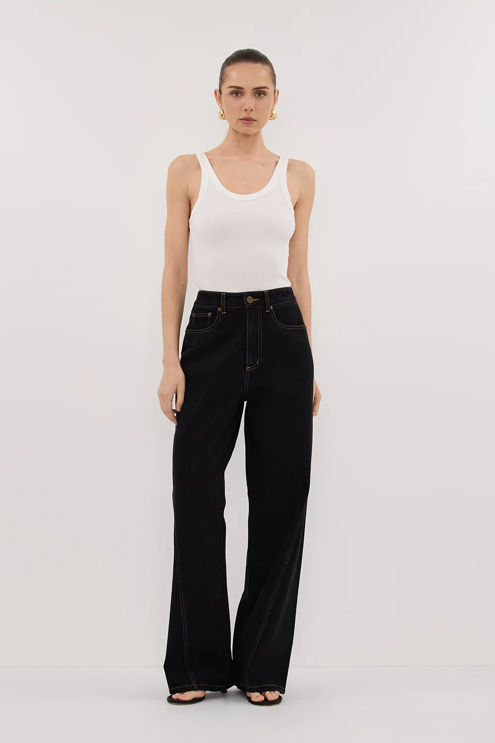 CARSON JET BLACK TALL WIDE LEG JEAN - Yukikoi