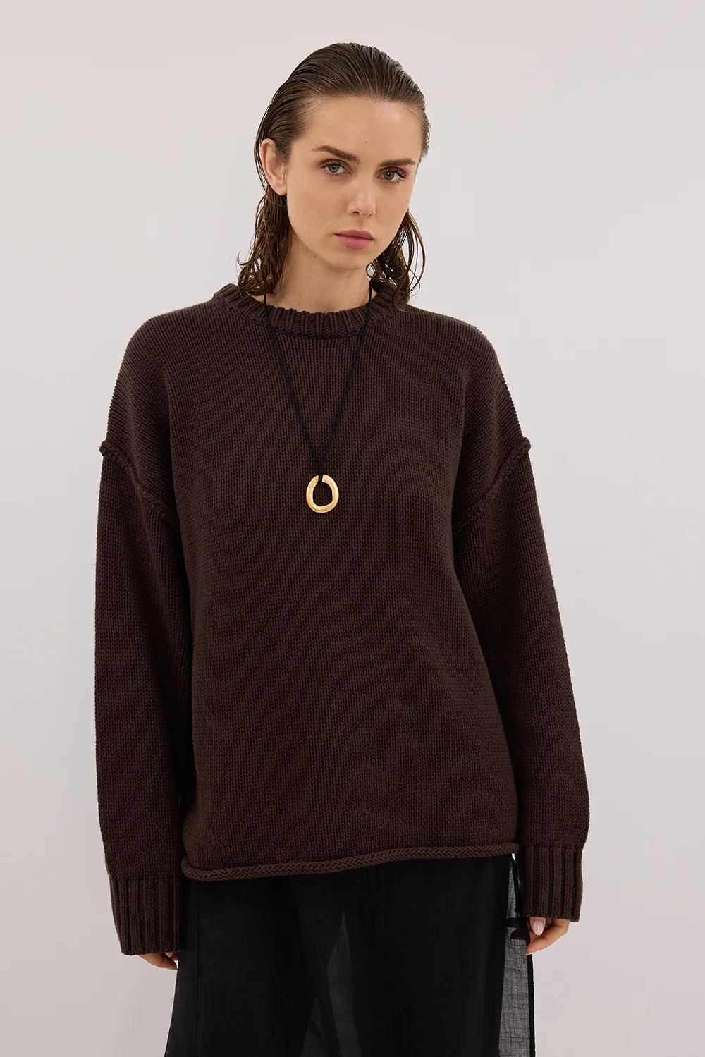 ROY CHOC OVERSIZED LONGLINE KNIT JUMPER - Yukikoi