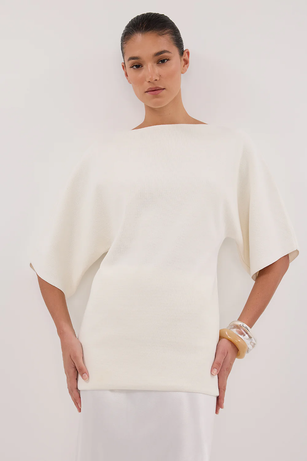 LIA IVORY SLEEVED KNIT TOP - Yukikoi
