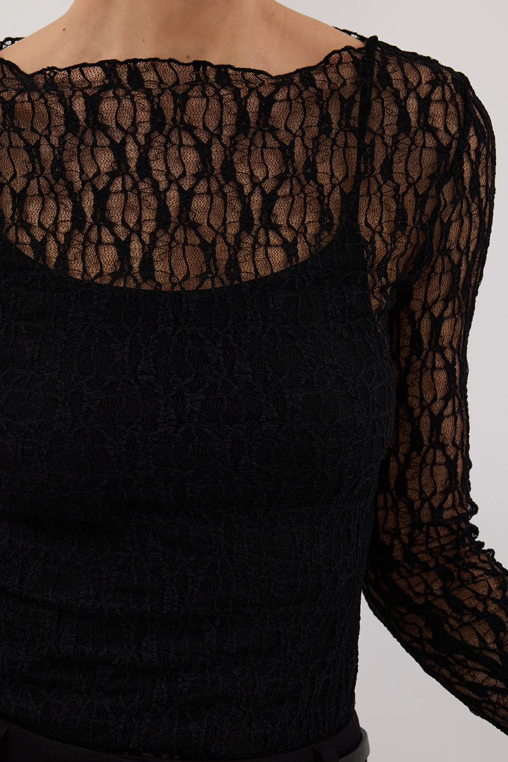 LIZZIE BLACK LACE LONG SLEEVE TOP - Yukikoi