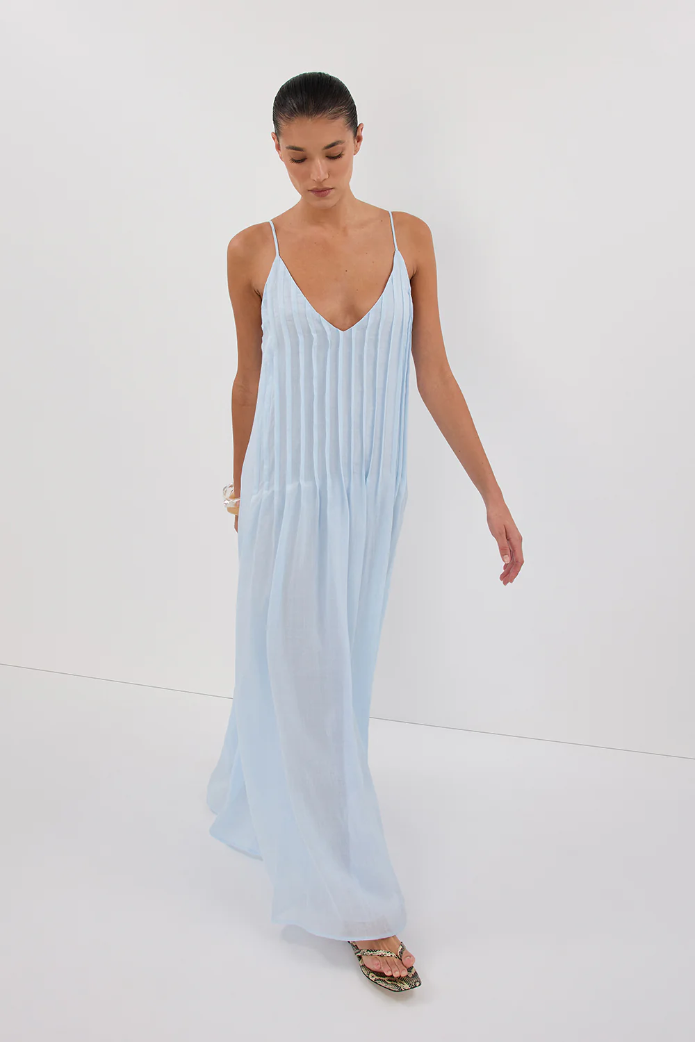 TAHLIA CORNFLOWER RAMIE MAXI DRESS - Yukikoi